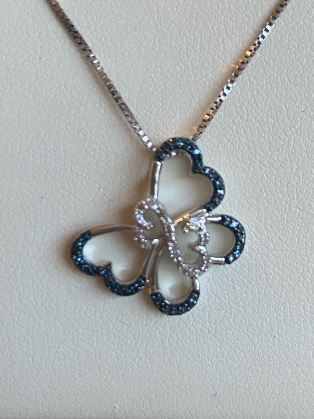 Open Hearts by Jane Seymour Sterling Silver Blue Diamond Butterfly Pendant - Picture 2 of 6